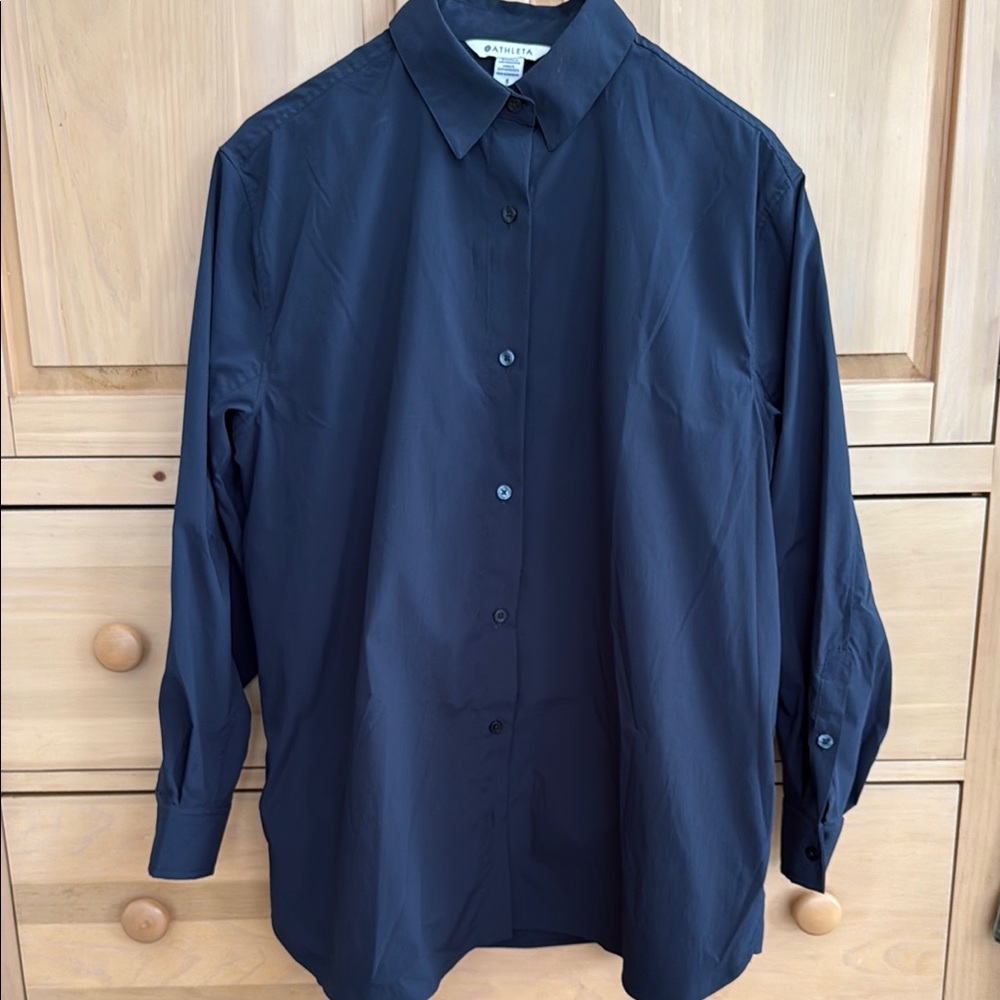Athleta Navy Blue Oversized Button Down